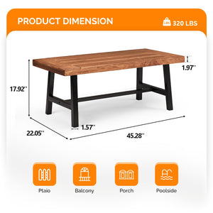 Outdoor Wooden Coffee Table with Metal Frame