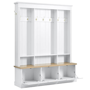 LED Hall Tree with Storage Bench, Shoe Cabinets & Coat Rack