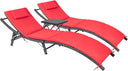 Outdoor Rattan Chaise Lounge Set with Folding Table – 3 Piece