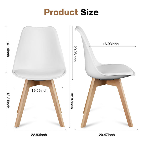 Modern Dining Chairs with Wood Legs & PU Leather Cushion