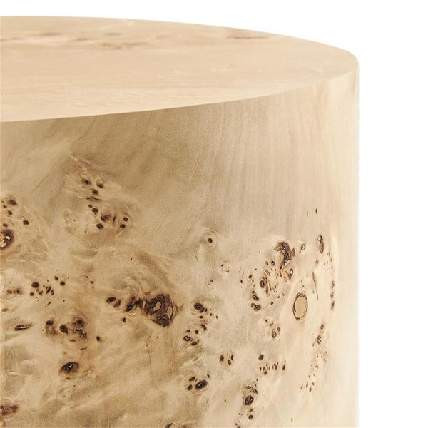 Round Burl Wood Side Table