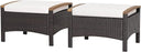 Outdoor Wicker Ottoman Set – 2 Piece Patio Rattan Footrest with Cushions