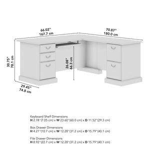 L-Shaped Executive Desk with Drawers & Keyboard Tray – Harvest Cherry