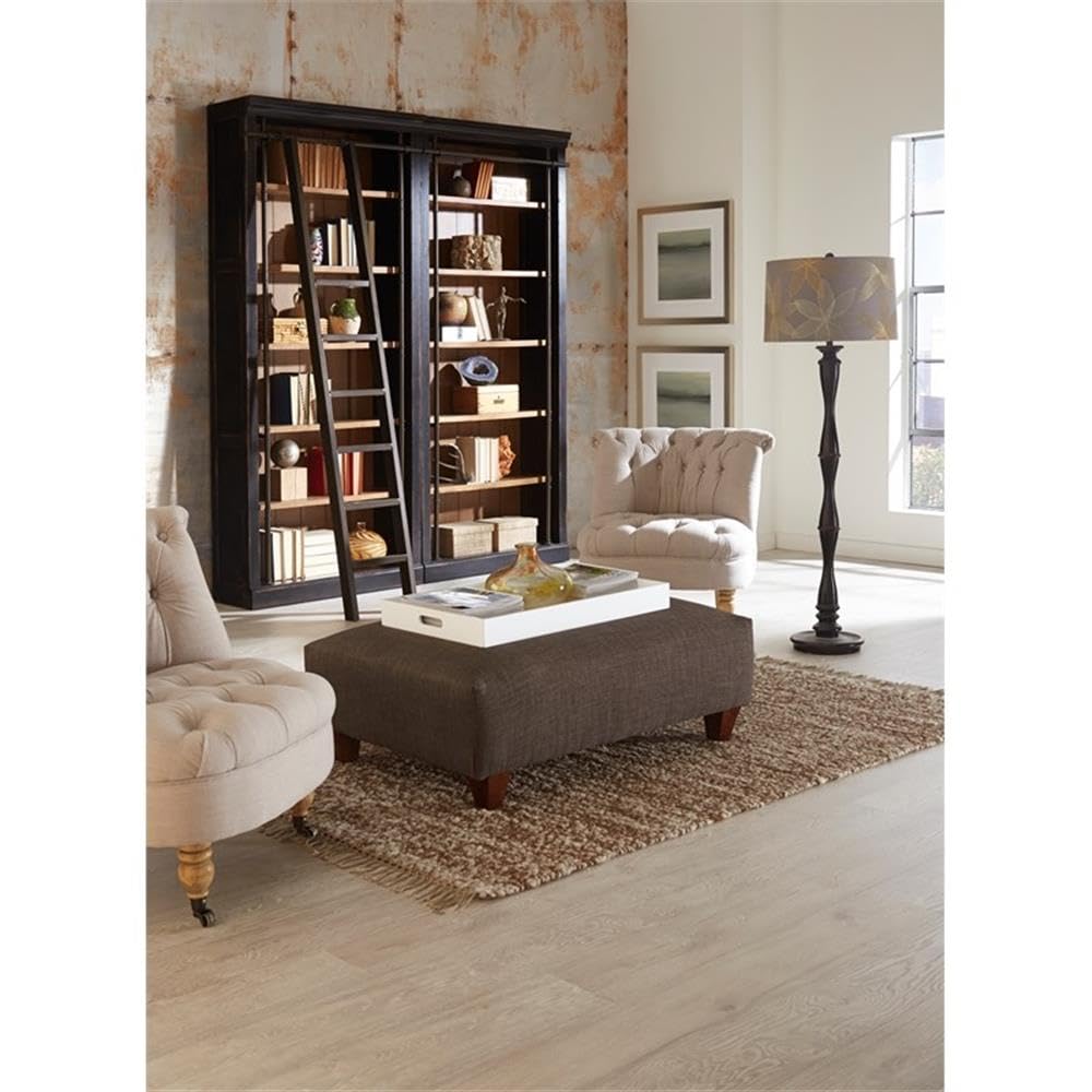 Traditional 8 ft Tall Wood Bookcase Wall with Ladder