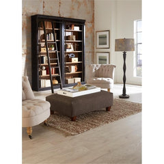 Traditional 8 ft Tall Wood Bookcase Wall with Ladder
