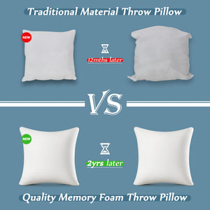Memory Foam Throw Pillow Inserts – Square Accent Cushion (Pack of 4)