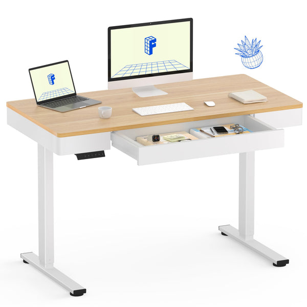 Electric Height-Adjustable Standing Desk with Drawer