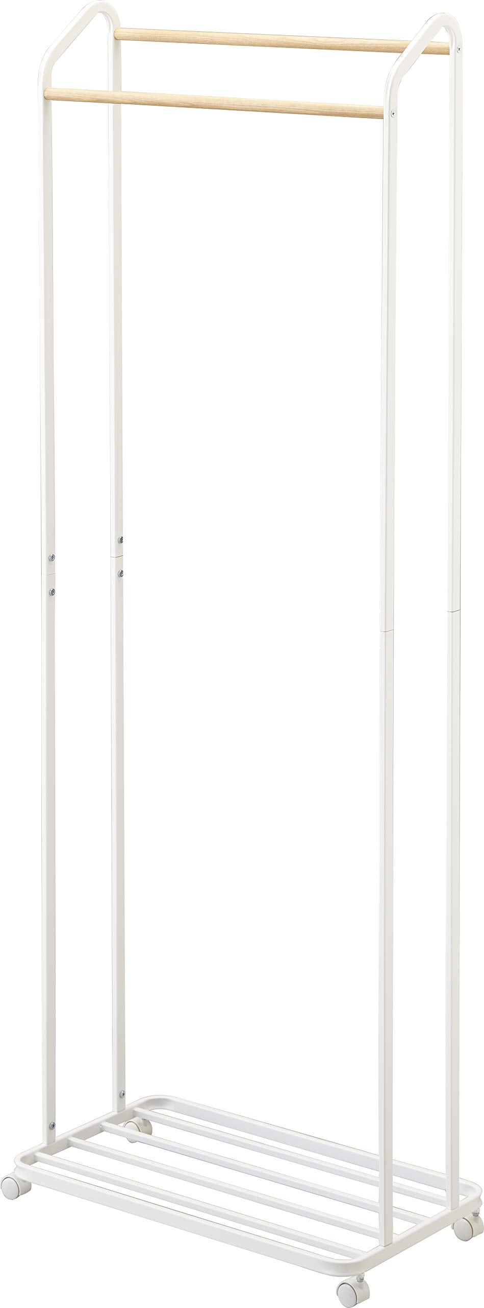 Rolling Garment Rack with Staggered Wooden Rods