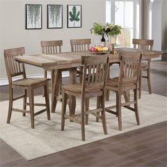 Counter Height Dining Set with Extendable Table and Rustic Chairs