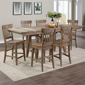 Counter Height Dining Set with Extendable Table and Rustic Chairs