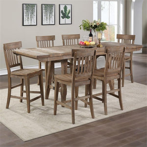 Counter Height Dining Set with Extendable Table and Rustic Chairs
