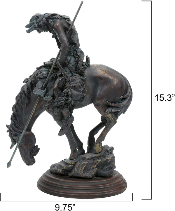 Western Bronze-Tone Warrior Sculpture – Polystone Statue