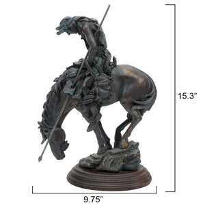 Western Warrior Polystone Sculpture - Bronze-Tone Decorative Statue