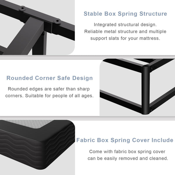 5-Inch Low Profile Box Spring with Fabric Cover & Heavy Duty Metal Frame
