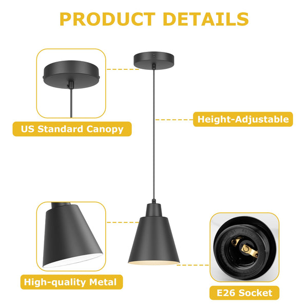 Industrial Pendant Lights 3-Pack – Adjustable Metal Ceiling Fixtures