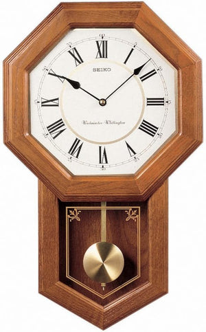 Traditional Schoolhouse Wall Clock with Chime and Pendulum