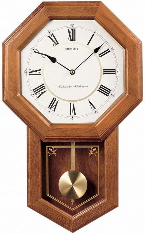 Traditional Schoolhouse Wall Clock with Chime and Pendulum
