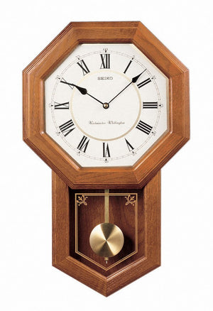 Traditional Schoolhouse Wall Clock with Chime and Pendulum