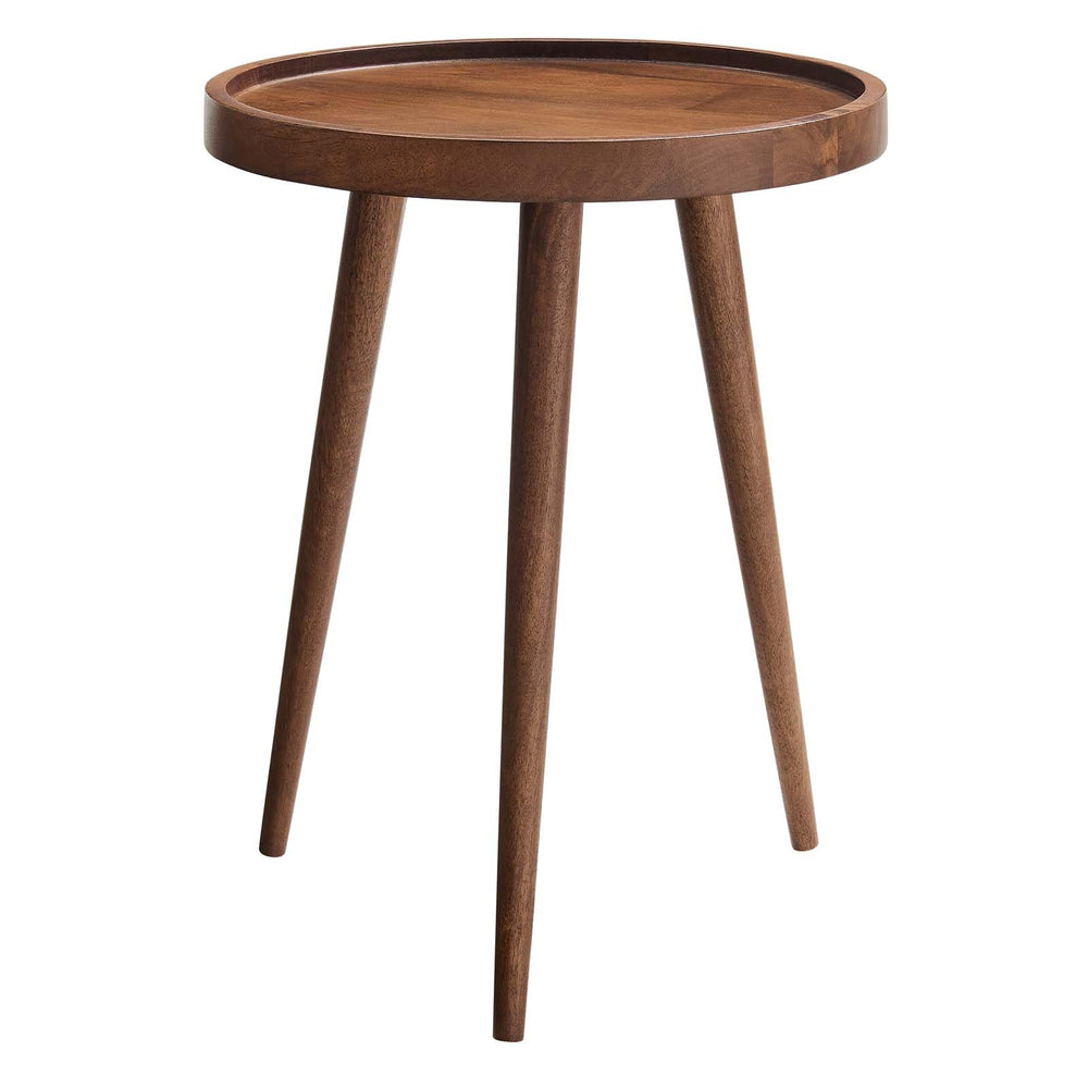Round Wood Side Table with Tray Top