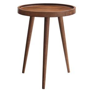 Round Wood Side Table with Tray Top