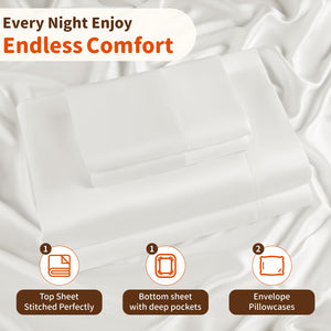 Silk Modal Blend Satin Bed Sheet Set