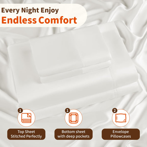Silk Modal Blend Satin Bed Sheet Set