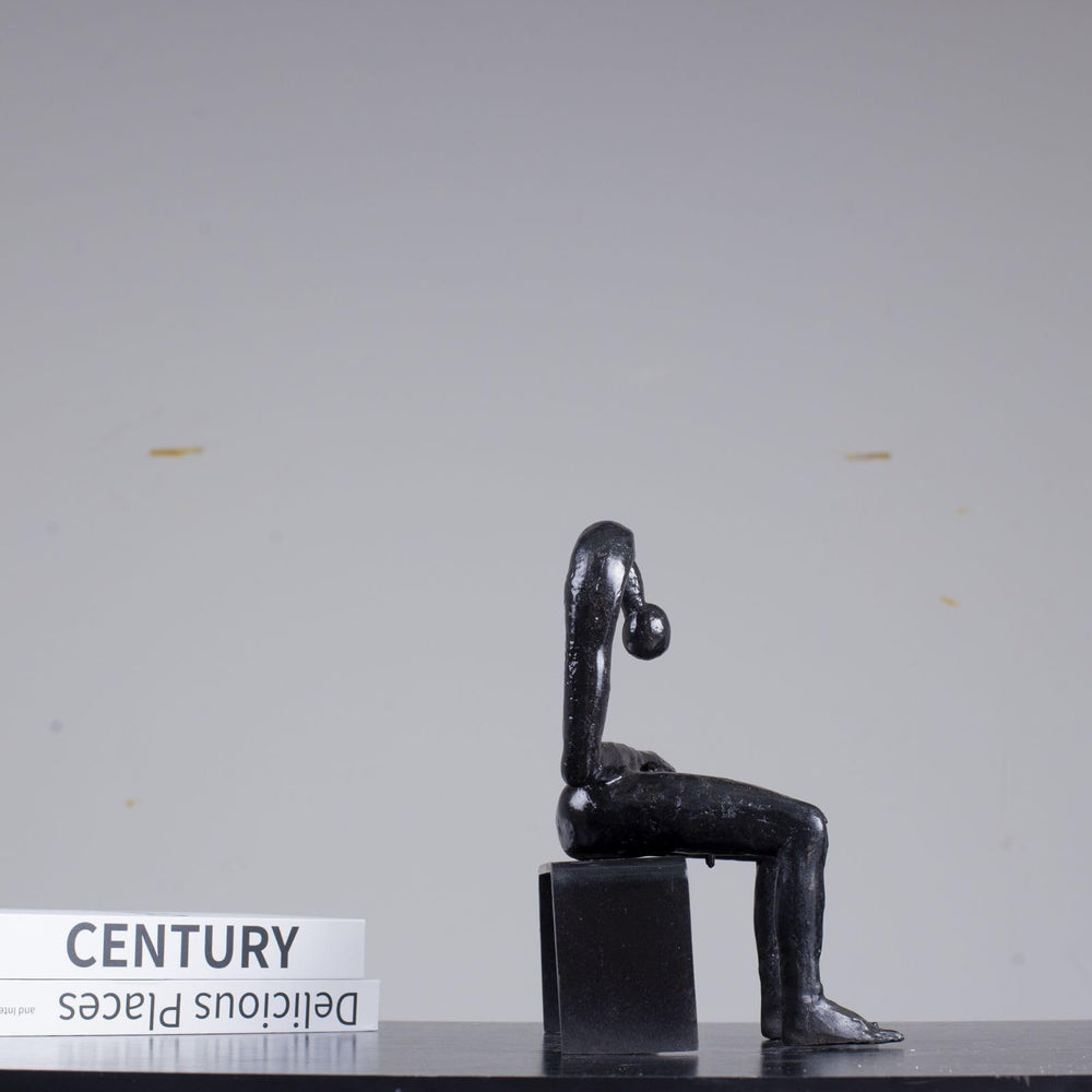 Melancholy Bronze Sculpture – Abstract Figurative Art Statue