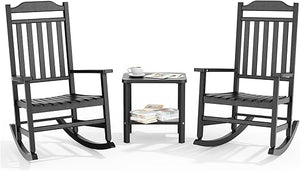 Outdoor Resin Rocking Chair Set of 2 – High Back Porch Rocker