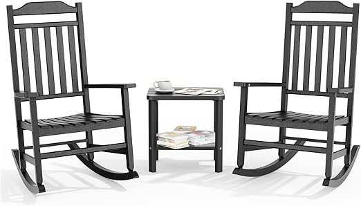 Outdoor Resin Rocking Chair Set of 2 – High Back Porch Rocker