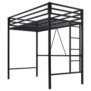 Twin Metal Loft Bed with Ladder and Guardrail