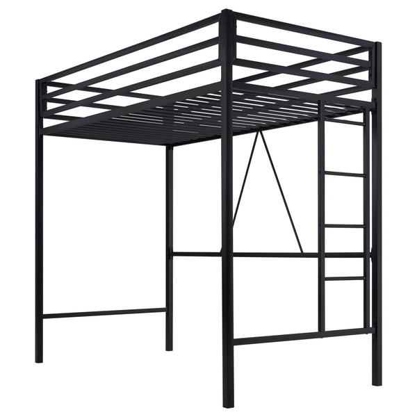 Twin Metal Loft Bed with Ladder and Guardrail