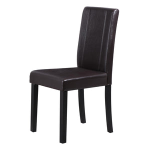 Dining Chair Set of 6 – Brown PU Leather Armless Side Chairs with Solid Wood Legs