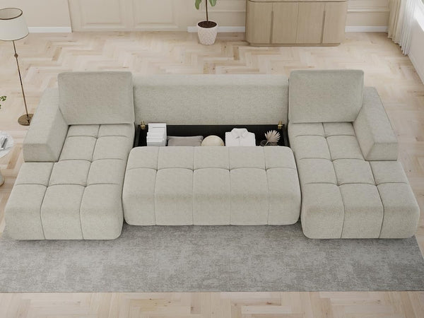L-Shaped Sectional Sleeper Sofa with Storage & Pull-Out Bed