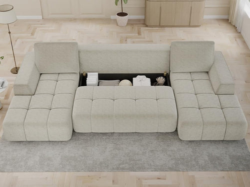 L-Shaped Sectional Sleeper Sofa with Storage & Pull-Out Bed