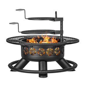 47-Inch Round Wood Burning Fire Pit Table with Grill