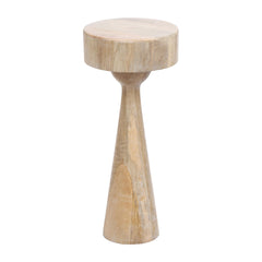 Round Solid Mango Wood Pedestal Drink Table