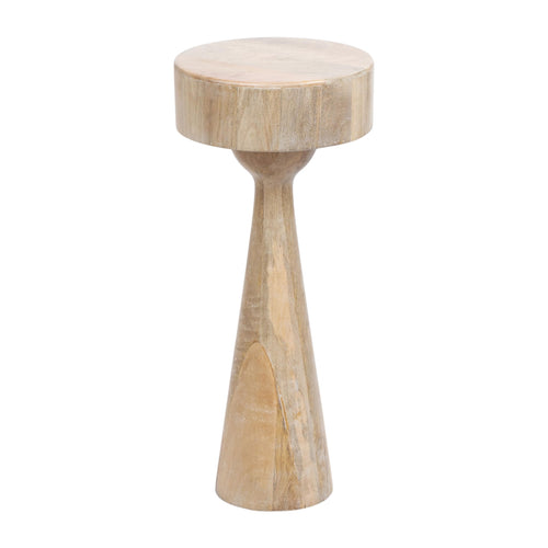 Round Solid Mango Wood Pedestal Drink Table