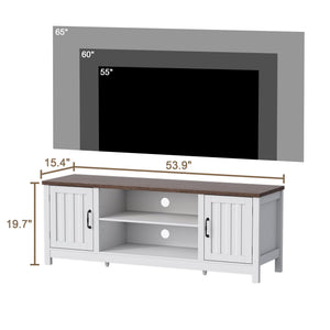 54" Farmhouse TV Stand with Storage Cabinets & Fluted Doors