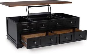 Lift-Top Coffee Table with Storage – Rustic Farmhouse Two-Tone