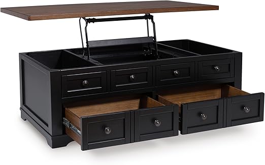 Lift-Top Coffee Table with Storage – Rustic Farmhouse Two-Tone