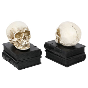 Skull Bookends Gothic Resin Skeleton Head