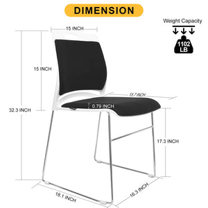 8-Pack Stackable Guest Chairs with Padded Seat & Back – Black