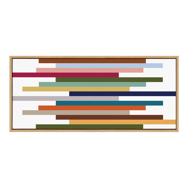 Modern Color Block Stacks Framed Canvas Wall Art 18x40