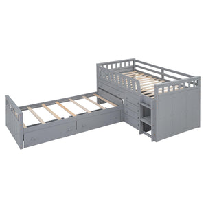 Twin Loft & Platform Bed with 7 Storage Drawers