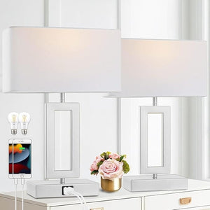 Touch Control Dimmable Table Lamps Set of 2 with USB Ports