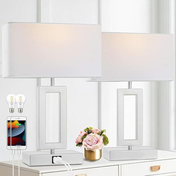 Touch Control Dimmable Table Lamps Set of 2 with USB Ports