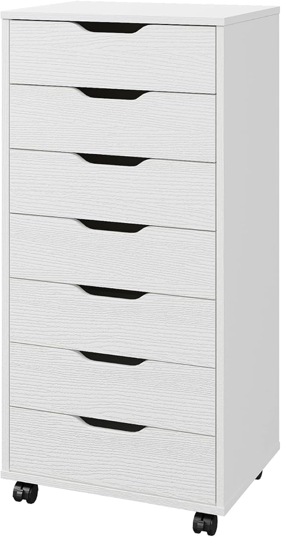 7-Drawer Mobile File Cabinet with Locking Wheels