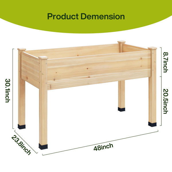 Wood Raised Garden Bed with Legs & Liner