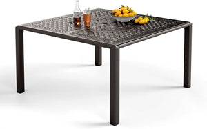 Round Cast Aluminum Outdoor Dining Table with Umbrella Hole