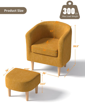 Barrel Accent Chair with Ottoman Set